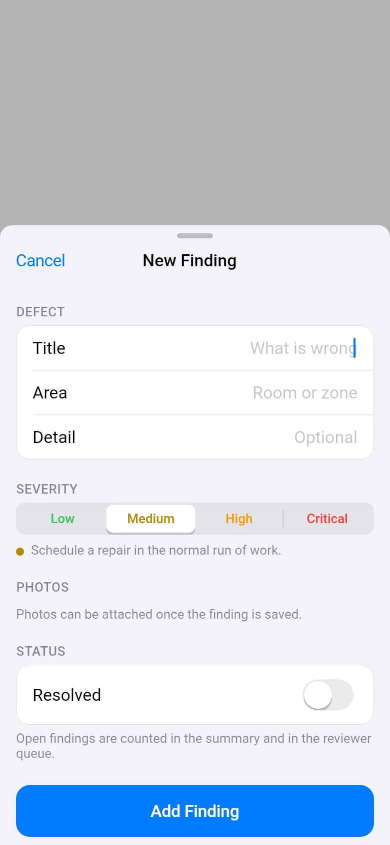 FieldProof mobile — Editor